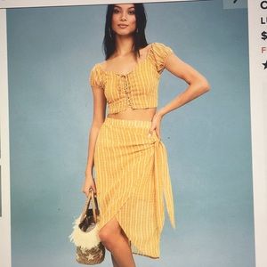 Lulus Yellow striped two piece